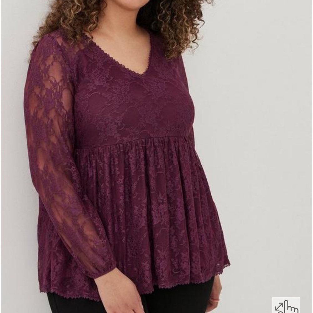 Torrid Babydoll Lace V-Neck Top